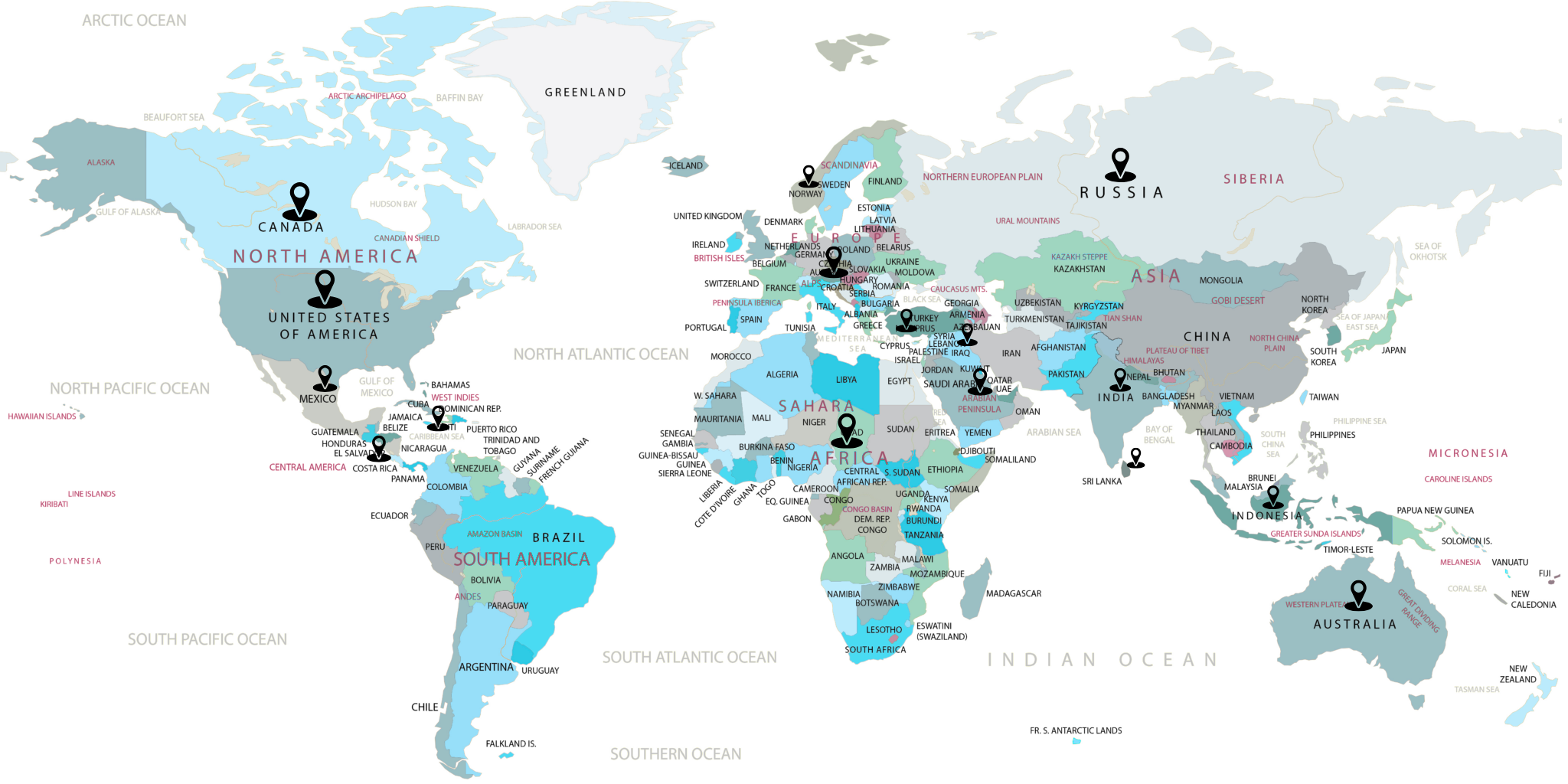 EES Executed Project Locations Map